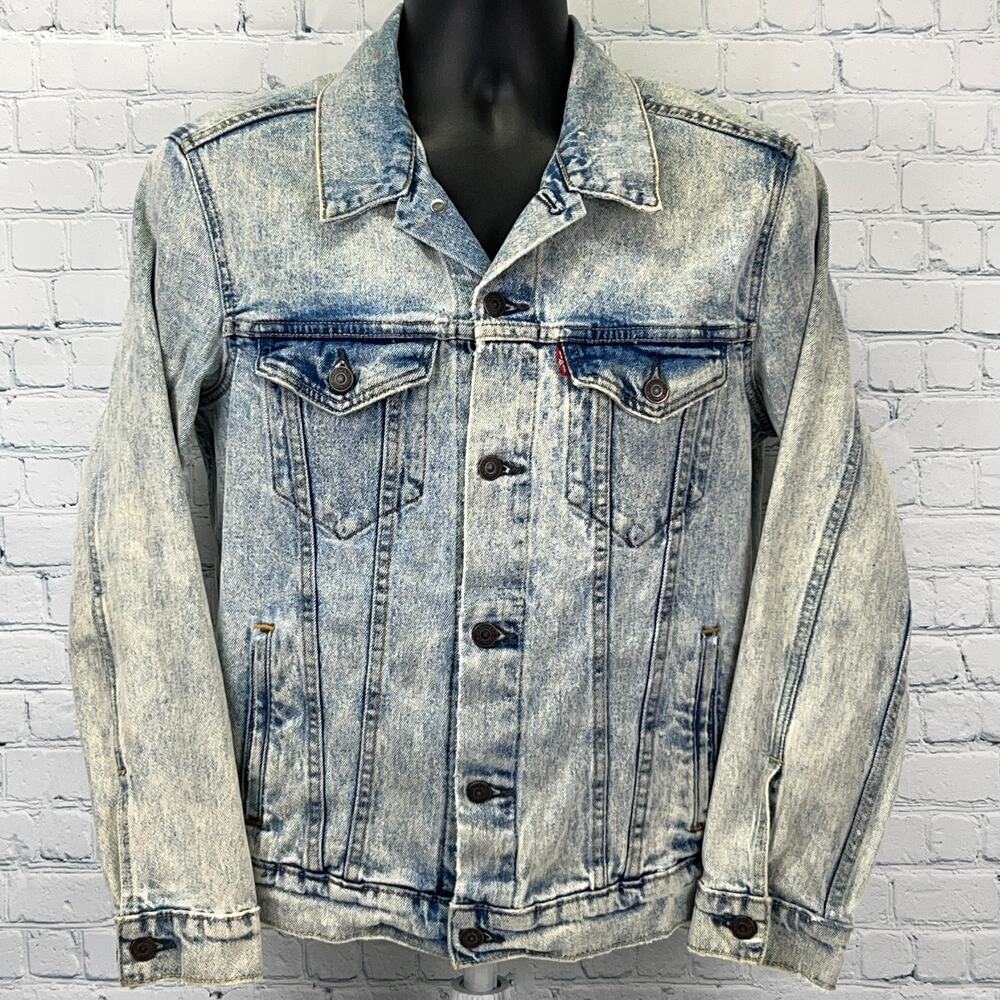 Levis Acid Wash Denim Jean Trucker Jacket S Small Cloud Blue Type III 72334-0225